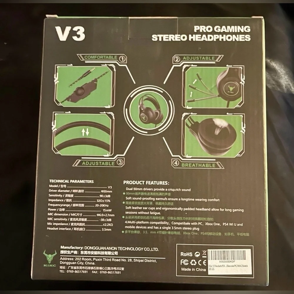 Gaming Headset PS4 Xbox One PC Wired with microphone
